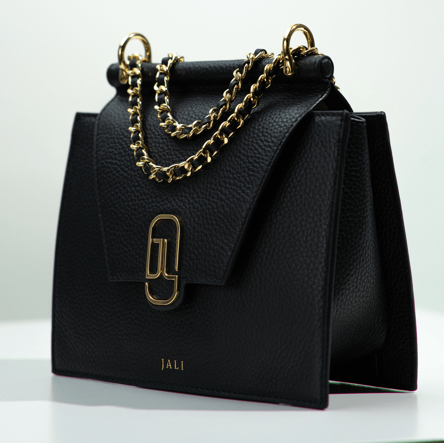Cleopatra-Bag-black-Jali-australia-crossbody-Saddle-bags-leather-goods-chain-strap-shoulder