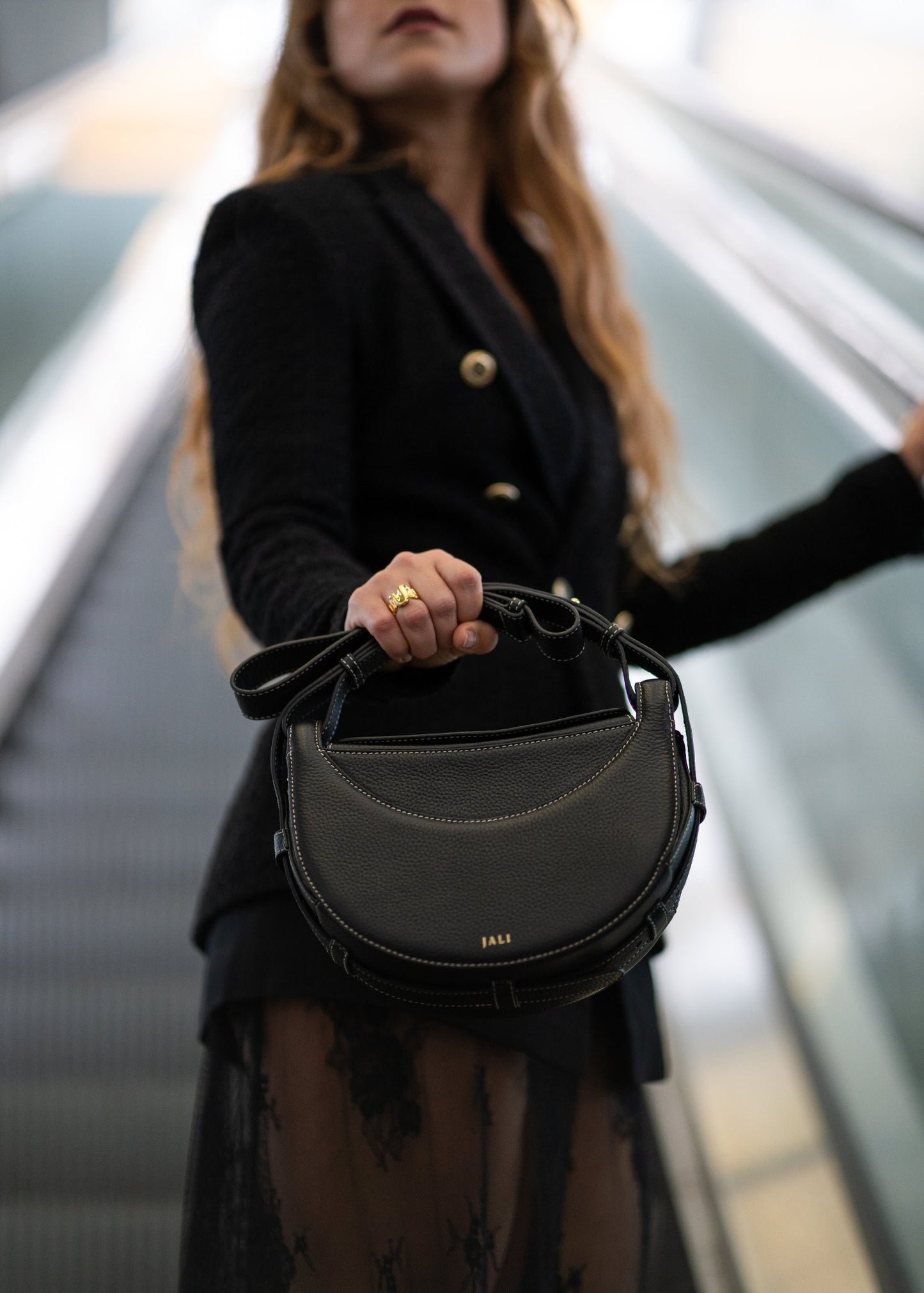 La Frida bag - Black - Jali - Australia - hobo bags – leather – goods - size - medium - work