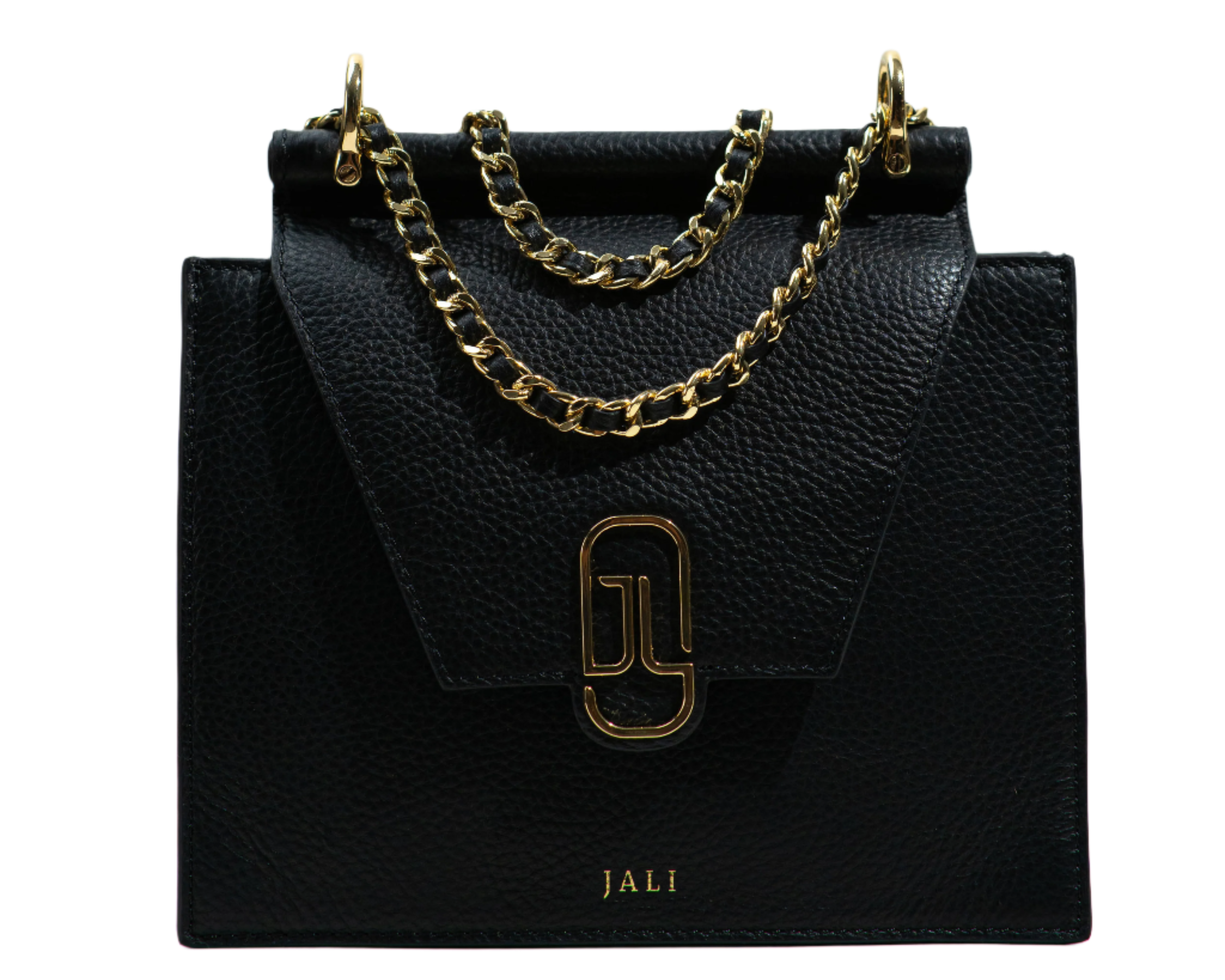 Cleopatra bag - Black - Jali-australia - crossbody - Saddle - front - gold-chain