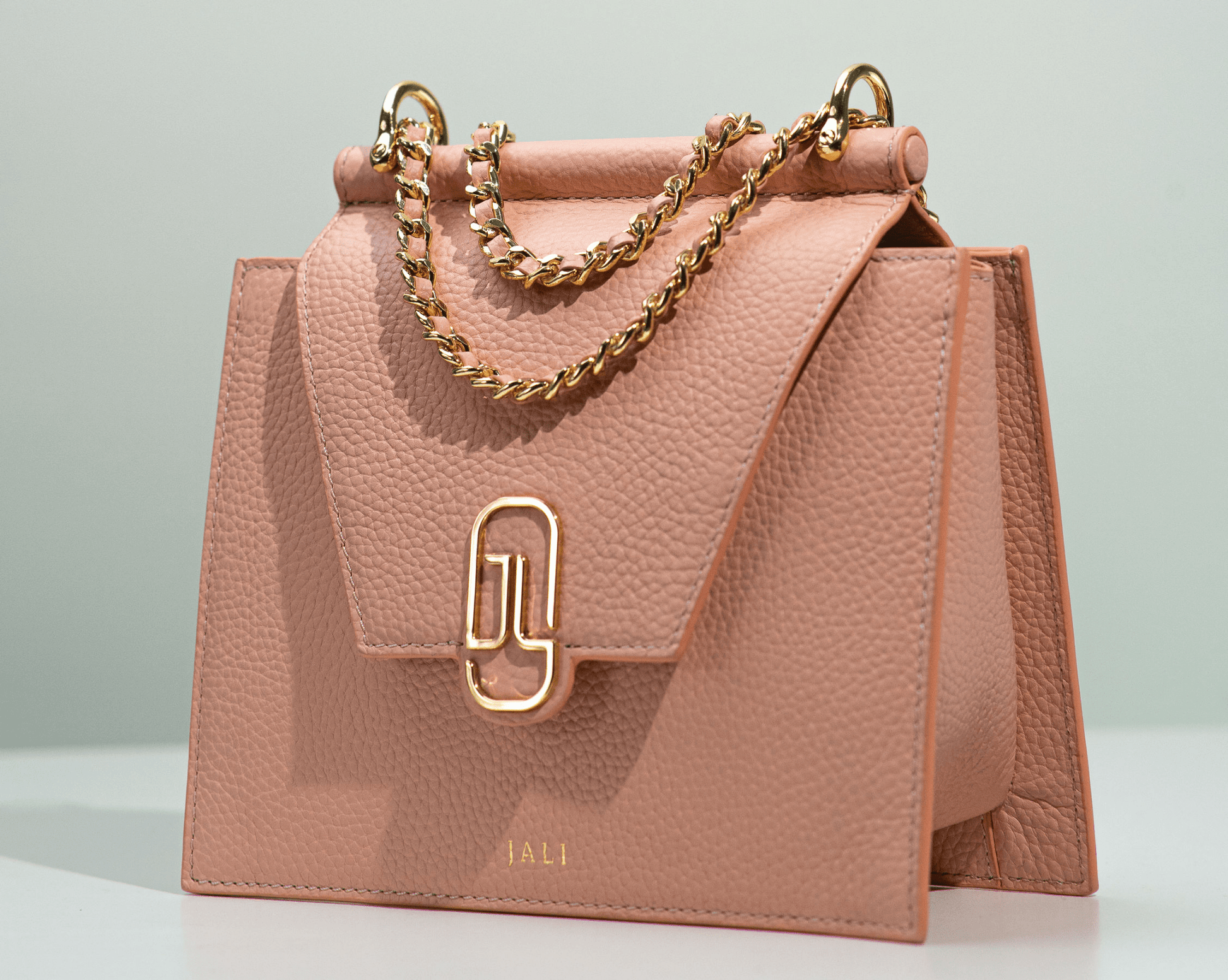 Cleopatra bag - Nude Pink - Jali-australia - crossbody - Saddle - front - gold-chain